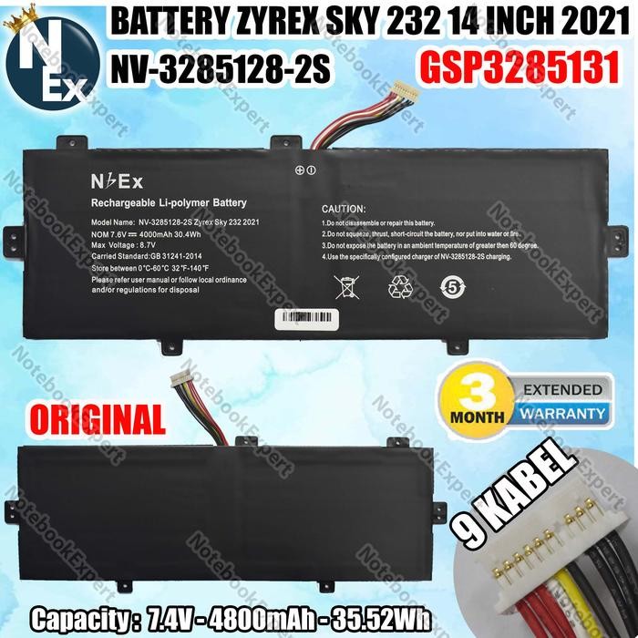 Paling Laris Battery Zyrex Sky 232 14 Inch 2021 9 Kabel Nv-3285128-2S Ori