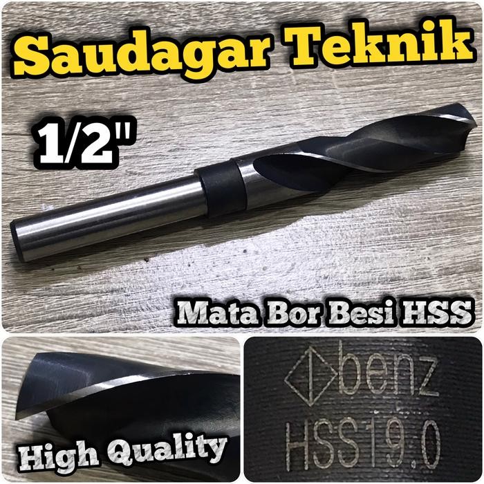Mata Bor Besi 19 Mm Untuk Mesin Bor Tangan Reduced Shank 1/2" 19Mm