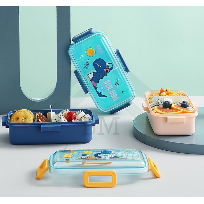 Kotak Makan Karakter Lucu Untuk Anak 700ml / Lunch Box Motif Astronot Unicorn Dino
