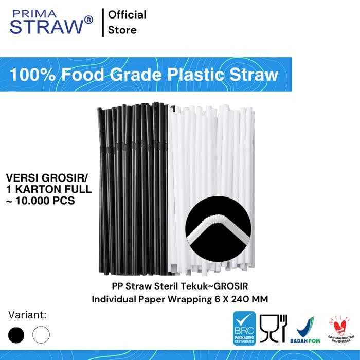 Flex Straw/Sedotan Plastik Tekuk 6Mmx24Cm (Bungkus Steril) - 10,000 Pcs
