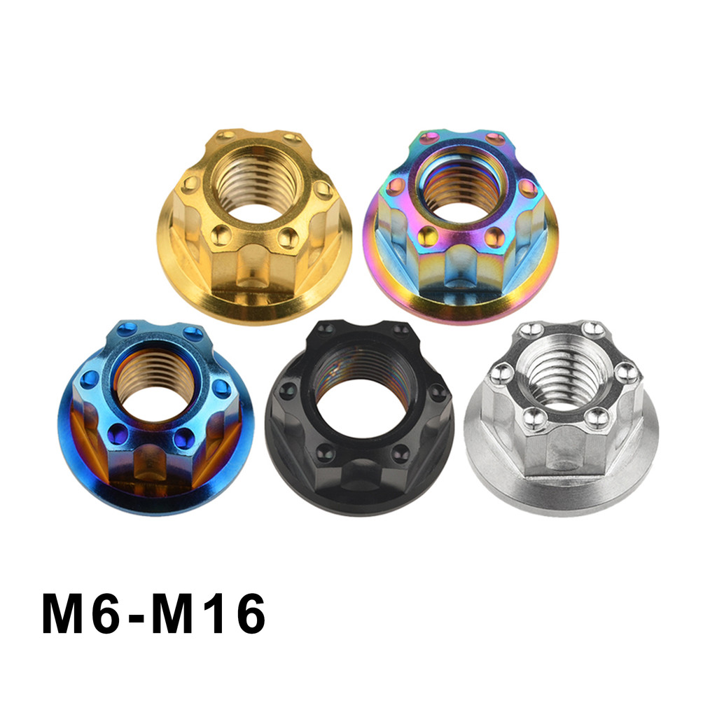 Weiqijie 6pcs  Titanium Nut M6/M8/M10/M12/M14/M16 Torx Flange Hexagon