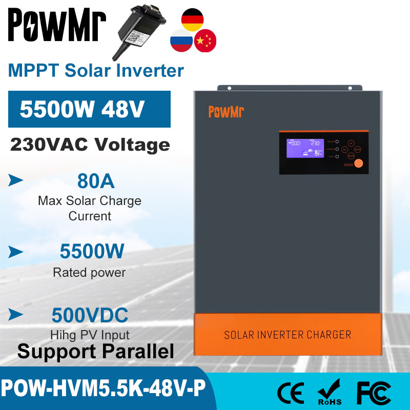 POWMR 5500W Hybrid Solar Inverter 48V Pure Sine Wave Inverter MPPT