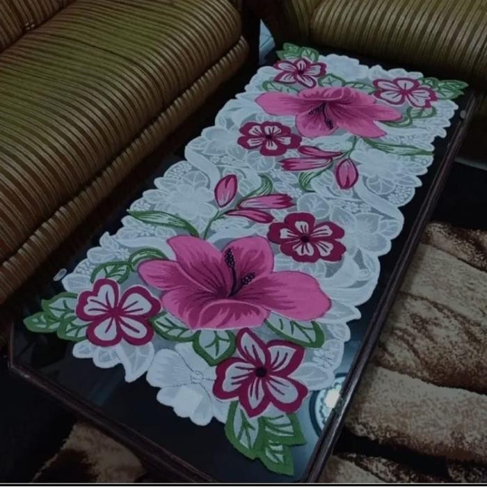 ID TAPLAK MEJA RUANG TAMU / TAPLAK MEJA MINIMALIS MOTIF BUNGA BESAR / TAPLAK MEJA TAMU MODERN TAPLAK