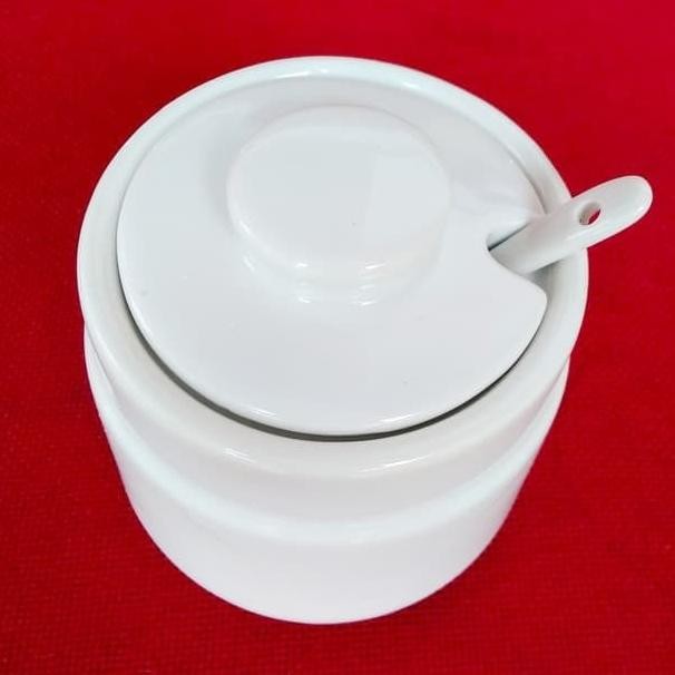 Home Line Tempat Bumbu Sambal Dapur Tutup Sendok Keramik