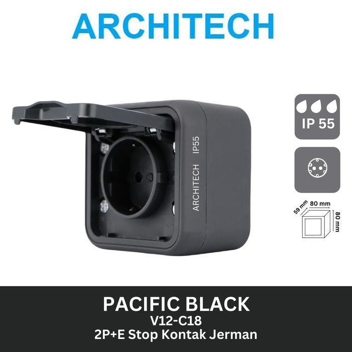 (Expert) ARCHITECH STOP KONTAK / STOP KONTAK WATERPROOF ARCHITECH V12 BLACK