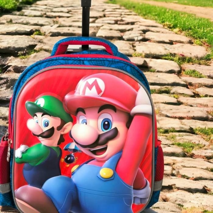 MURAH.. TAS TROLI MARIO RANSEL ANAK TK IMPORT LAKI TAS DORONG KADO ANAK