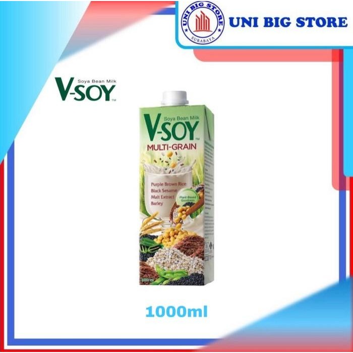 (Allthebest) V-SOY Susu VSOY V Soy Multi Grain Soy Milk UHT 1 Liter