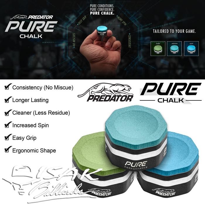 

Predator Pure Chalk - Hard Medium Soft Billiard Chalks Kapur Biliar