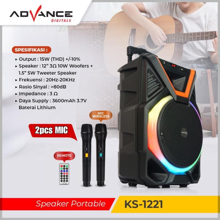 Smart HomeAdvance Speaker Bluetooth Karaoke Tws 12In+2Xc Wireless Ks1221