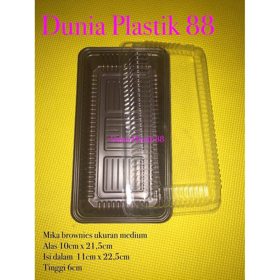 @50pc box kotak MIKA plastik coklat tempat kue BROWNIES bolu u MEDIUM