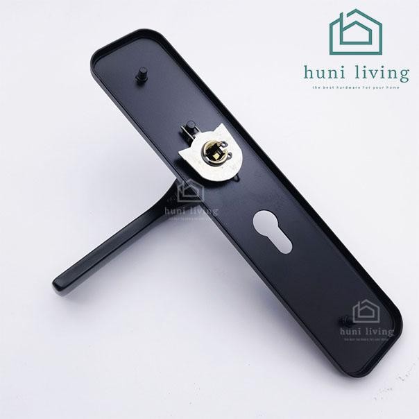 Set Kunci Pintu Tanggung Kotak Lengkung Hitam / Set Gagang Pintu