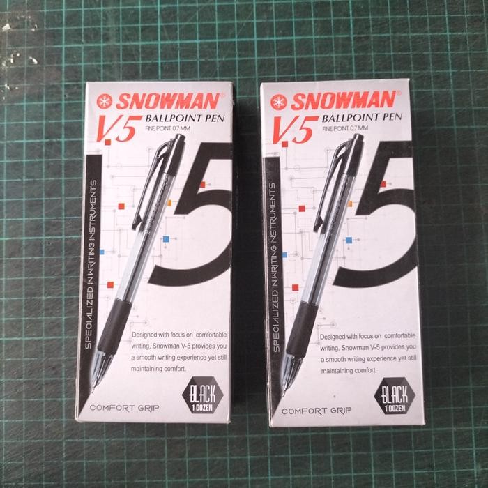 

Pulpen Snowman V5 Hitam BALLPOINT PEN FINE 0.7 MM 1 LUSIN