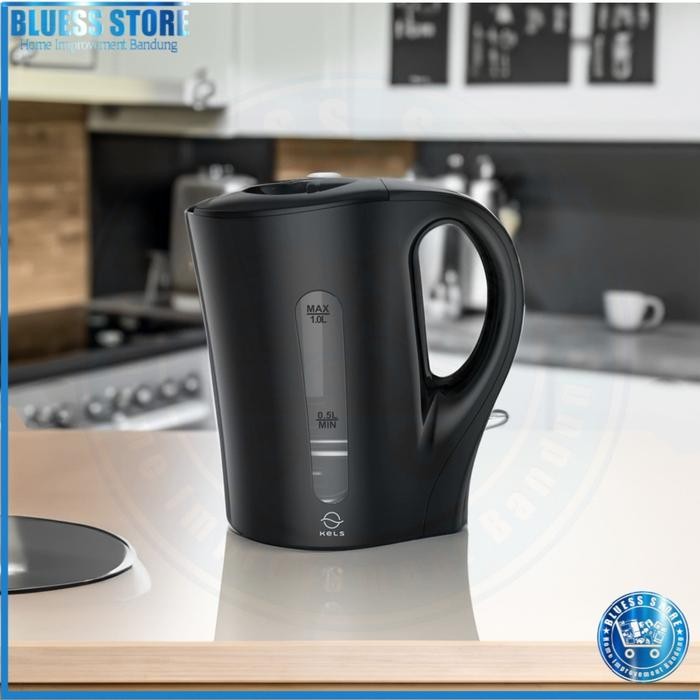 Kels Daven Teko Listrik 1 Ltr Pemanas Air Elektrik Water Kettle Hitam