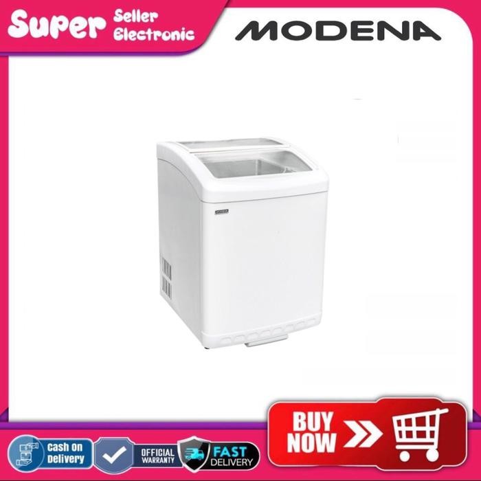 Sliding Curved Glass Chest Freezer Modena MC 0160 W 156 liter Kode 215