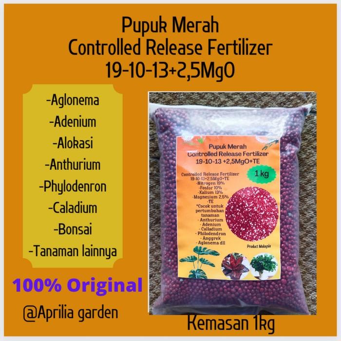 Pupuk Osmocote Merah 19-10-13 - 1Kg Slow Release Fertilizer Aglonema,Bonsai