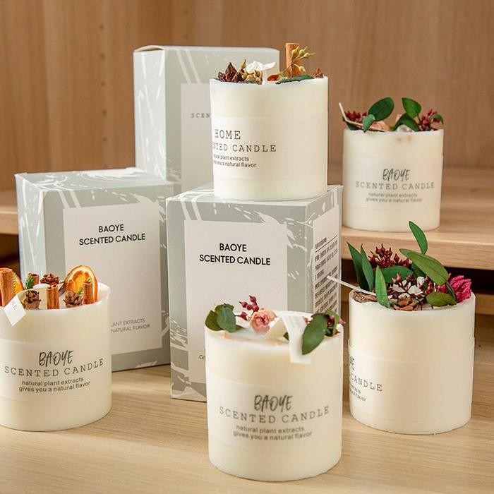 Dekorasi lilin bunga kering wangi lilin aromaterapi