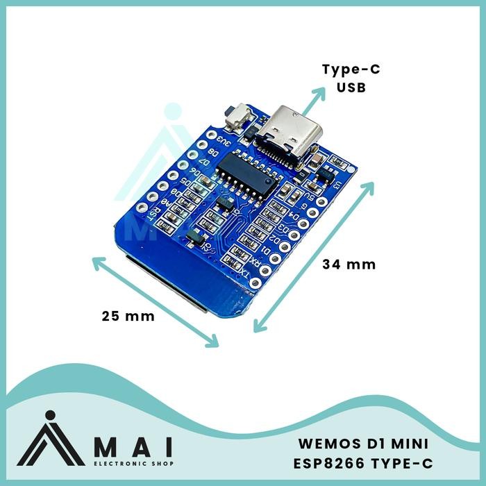 Elektrik Wemos D1 Mini Esp8266 Usb Type C Module Iot(Internet Of Things)