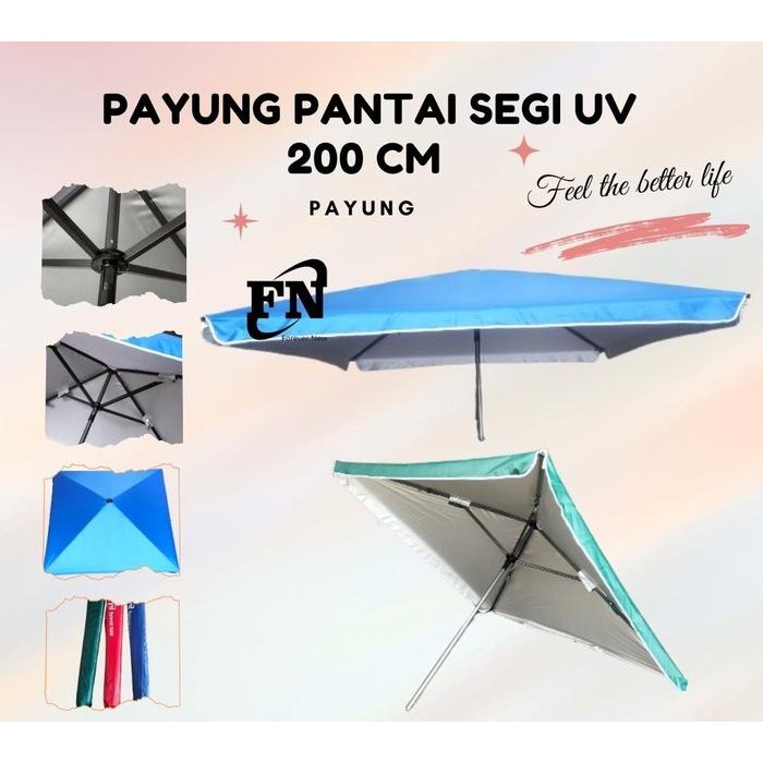 Promo Segi Uv 200Cm Payung Pantai Segi Polos Anti Uv 200Cm/ Payung Cafe / Payung Tenda Segi Polos