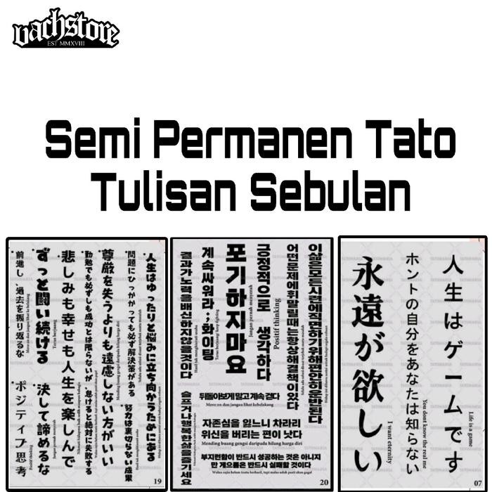 New Tato Temporer Semi Permanen Tulisan Cina Medium Temporary Tatto