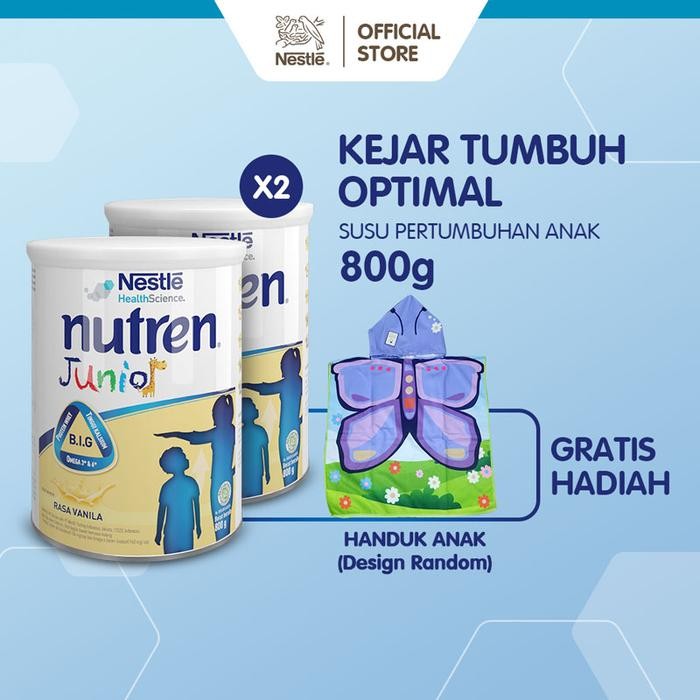 

PREMIUM Nutren Junior Prebio Susu Bubuk Susu Pertumbuhan 800g x2pcs Free Handuk Renang