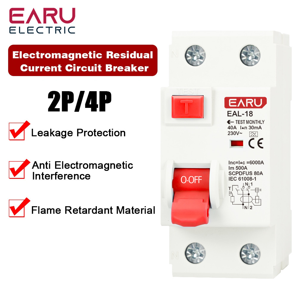 2P 4P 10/30/100/300Ma Type A Rccb Rcd Elcb Electromagnetic Residual Current Circuit Breaker