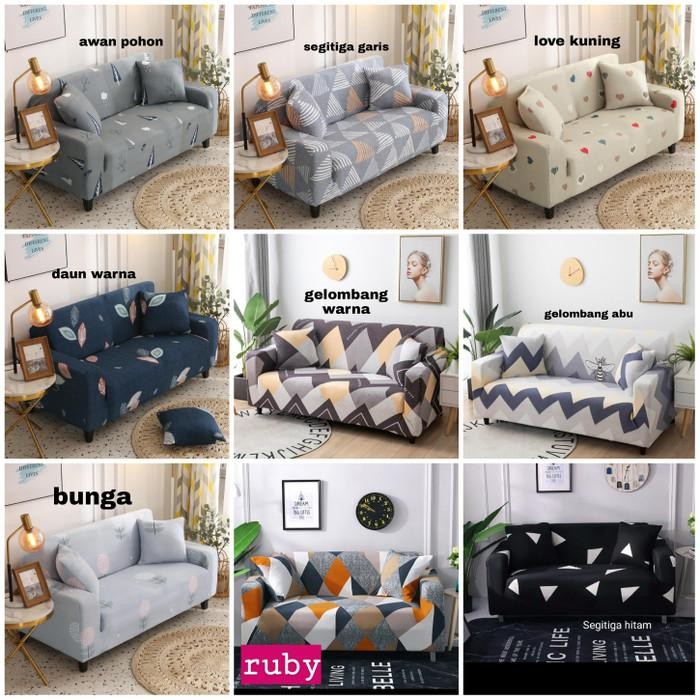 cover/sarung sofa motif 2 seater