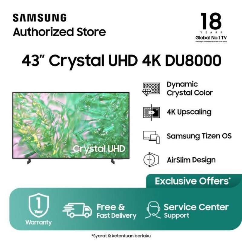 DIGITAL LED TV SAMSUNG 43 INCH SMART - 43 DU 8000 - FREE BRACKET