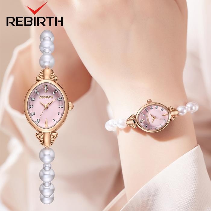 REBIRTH Jam Tangan Wanita Anti Air Analog Elegan Anak Perempuan Korean Style Kecil Mutiara Watch