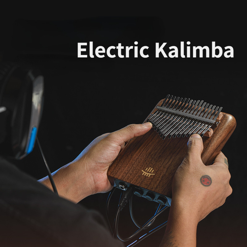Hluru Electric Kalimba,17 21 Key Black Walnut Professional Thumb Piano, Eq Kalimba Wood Keyboard