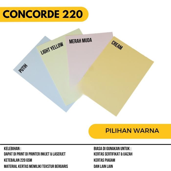 

Kertas Concorde/ Kertas Sertifikat Folio/ F4 220Gr