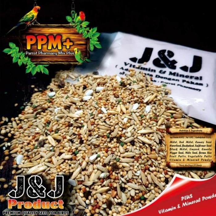 PPM+ PARROT PHARMACY MIX PLUS PAKAN BURUNG PRODUK J&J VITAMIN PARROT