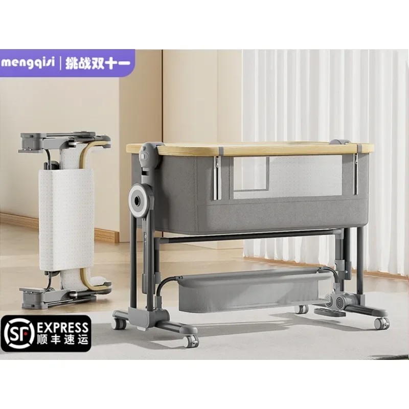Crib Removable Crib Baby Splice Bed Multi-functional Newborn Cradle Bed Foldable Portable Bed
