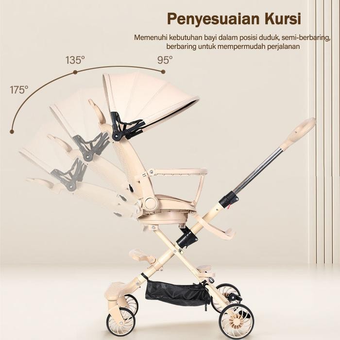 Topborn Stroller Kereta Bayi Lightweight Foldable Two-Way Bisa Duduk Atau Berbaring Kereta Dorong