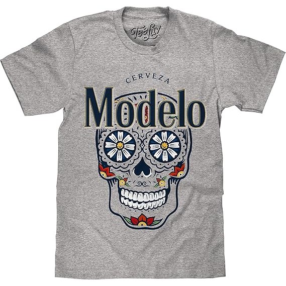 Kaos Pria Modelo Beer Sugar Skull Kaos Modelo Beer Calavera