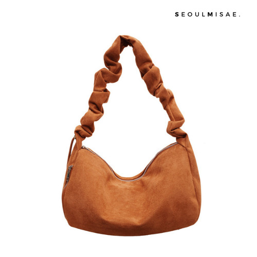 SEOULMISAE - Minseo Hand Bag Shoulder Bag Kulit Suede Tas Bahu Tas Tangan Suede Tali Serut Korea Ruf
