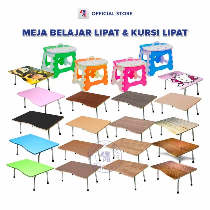 NEW Meja Belajar Lipat / Meja Kursi lipat Portable / Meja laptop Serbaguna Bermacam Motif Kayu