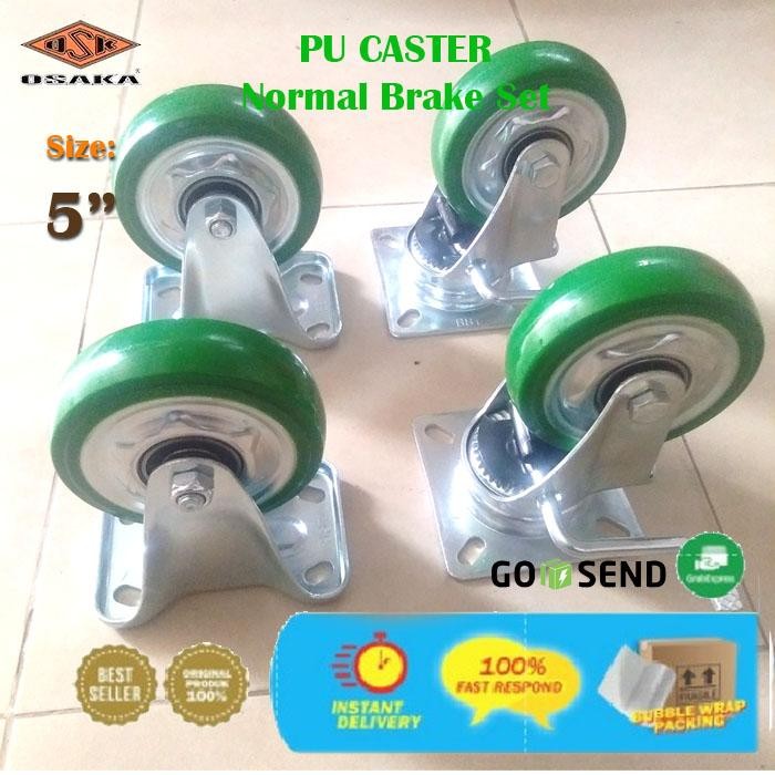 

Terlaris Roda Troli Pu Medium Duty New Osaka 5 Inch Normal Brake Set 4 Pcs