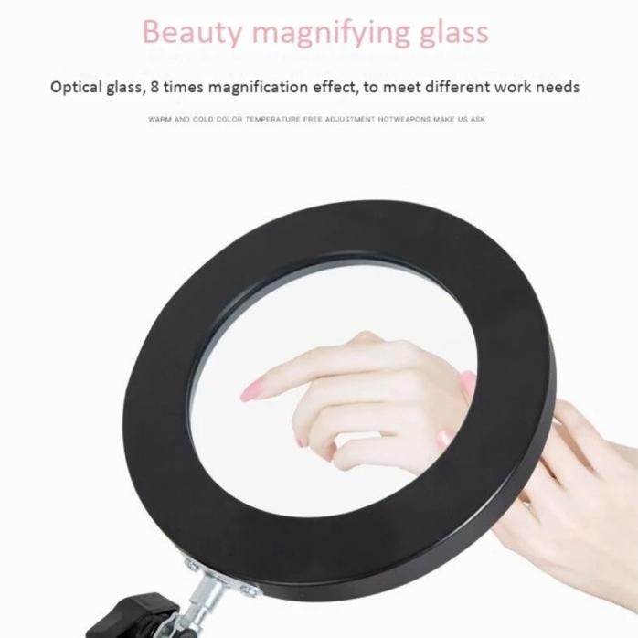 

AVPRO Desk Lamp 16cm Led Ring with 8x Magnifying Glass w Base 15cm