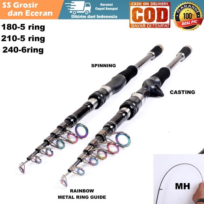 Casting spinning Joran pancing Ultralight Ul Pendek mini Ring Rainbow