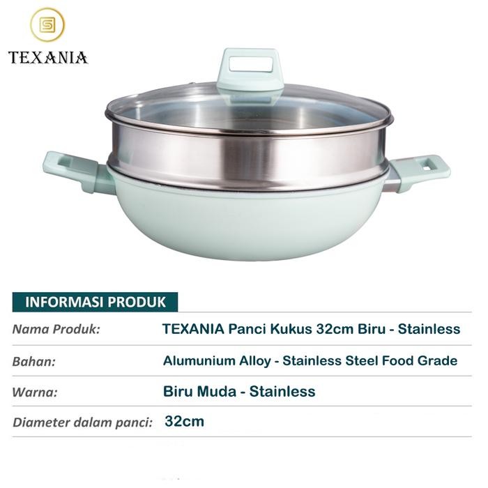 TEXANIA Panci Kukus Serbaguna Bisa Jadi Wajan dan Kukusan - Bahan Wajan Alumunium Alloy - Bahan