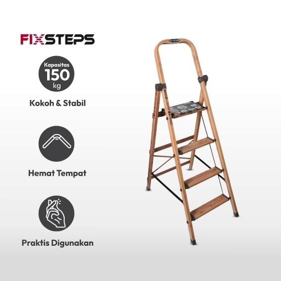 

Terlaris Tangga Lipat Aluminium Slim 4 Step 1.3 Mtr Motif Kayu Beban 150 Kg