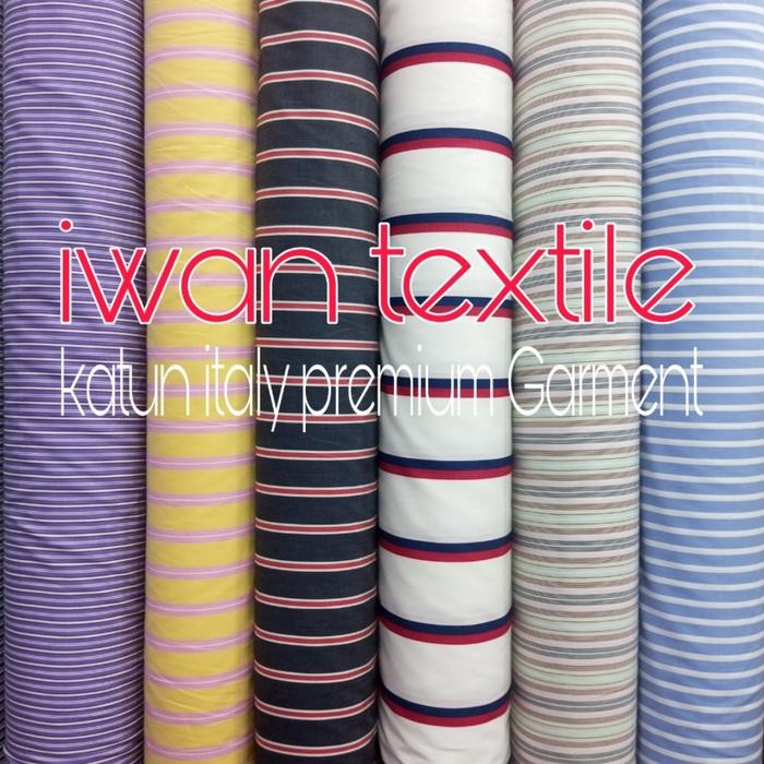 kain katun italy motif garis salur strip bahan baju kemeja gamis