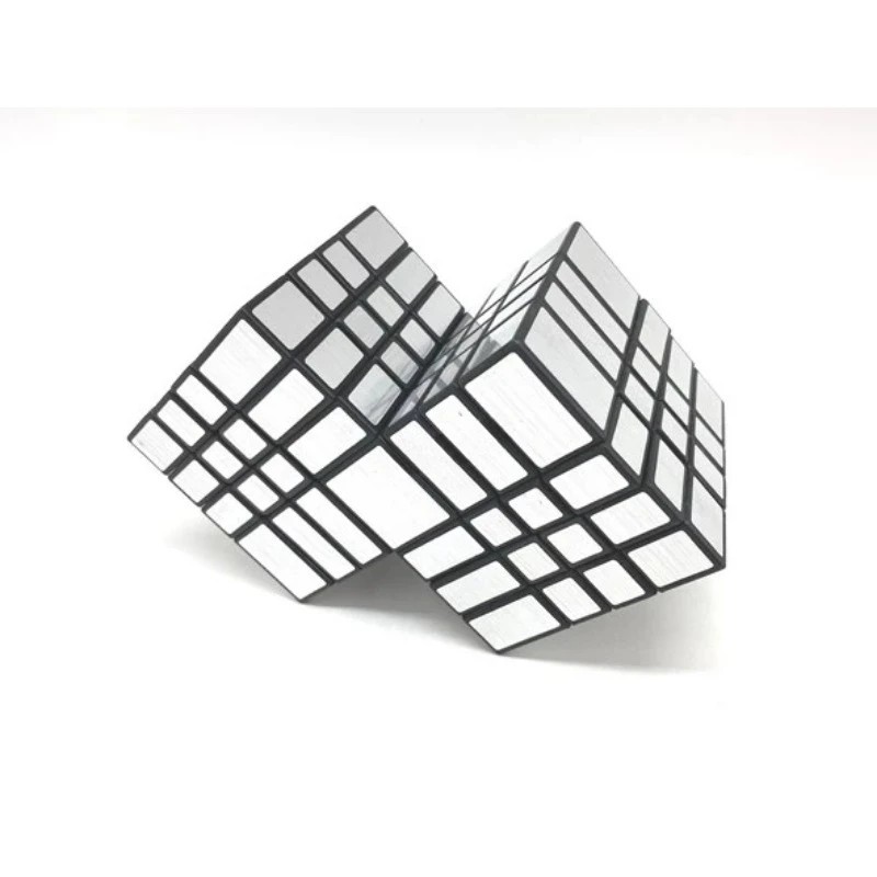 Calvin's Puzzle 4x4 Mirror Cube 4x4x4 Double Cube Black Body with Silver Label (Lee Mod) Cast Coated
