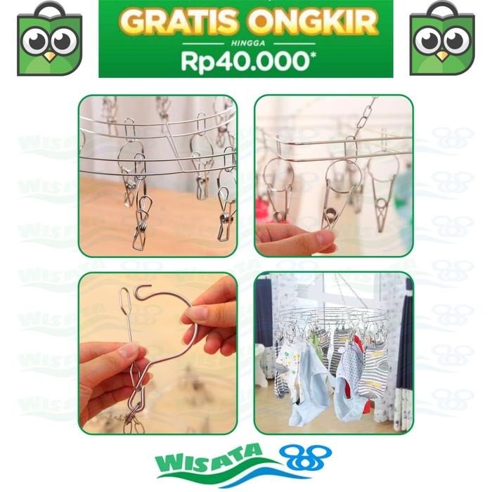 Gantungan Jemuran Besi Stainless Hanger Gantung Bulat Multifungsi