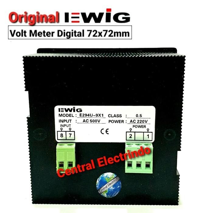 Volt Meter Digital Led E294U 72X72Mm 1Phase Ewig.