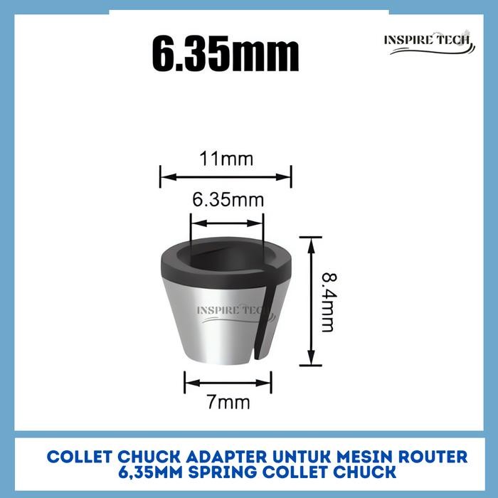 Adapter Collet Chuck Untuk Mesin Router 6,35Mm Spring Collet Chuck