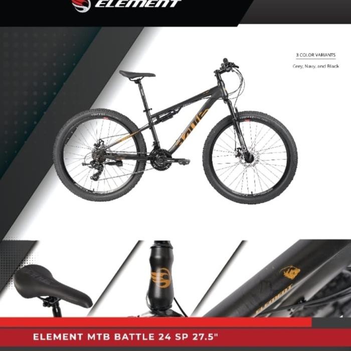 Sepeda Gunung MTB Element Battle 27.5" Inch Full suspension 24 Speed
