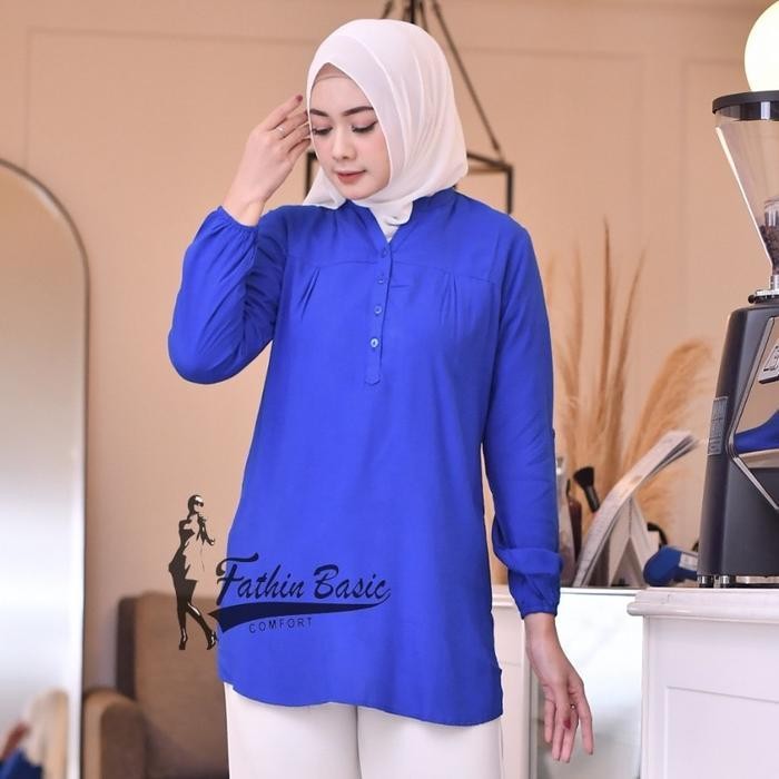 (Allthebest) baju blouse polos katun rayon premium warna Biru elektrik birel Biru BCA atasan wanita