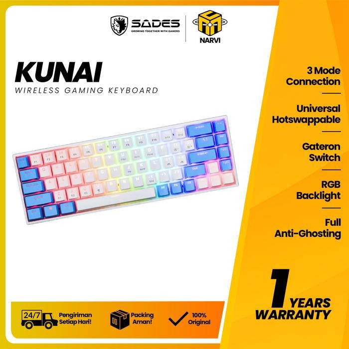 Sades KUNAI Gateron Hotswap 3in1 Wireless Mechanical - Gaming Keyboard