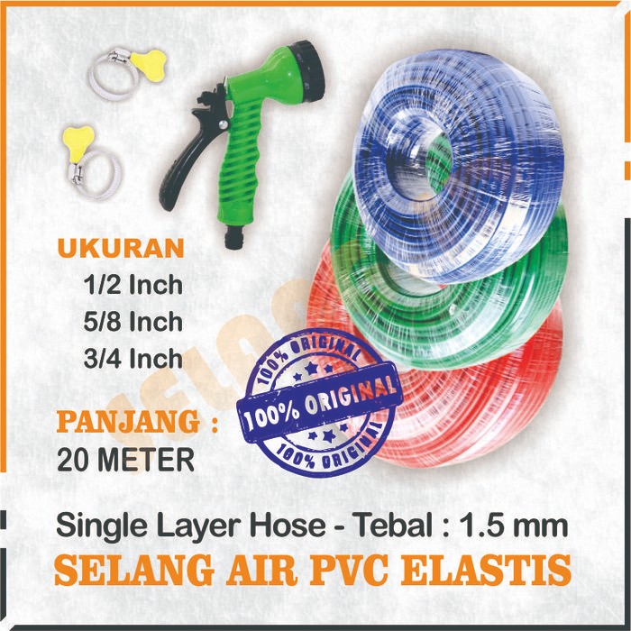 MURAH 20 METER PAKET SELANG AIR ELASTIS & SEMPROTAN AIR CUCI MOBIL